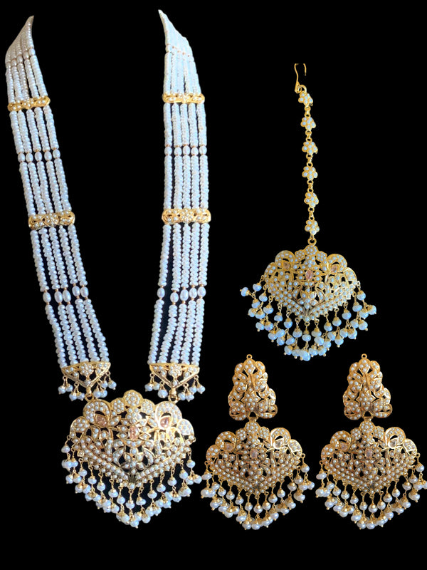 Gold plated silver rani haar in fresh water pearls ( READY TO SHIP)