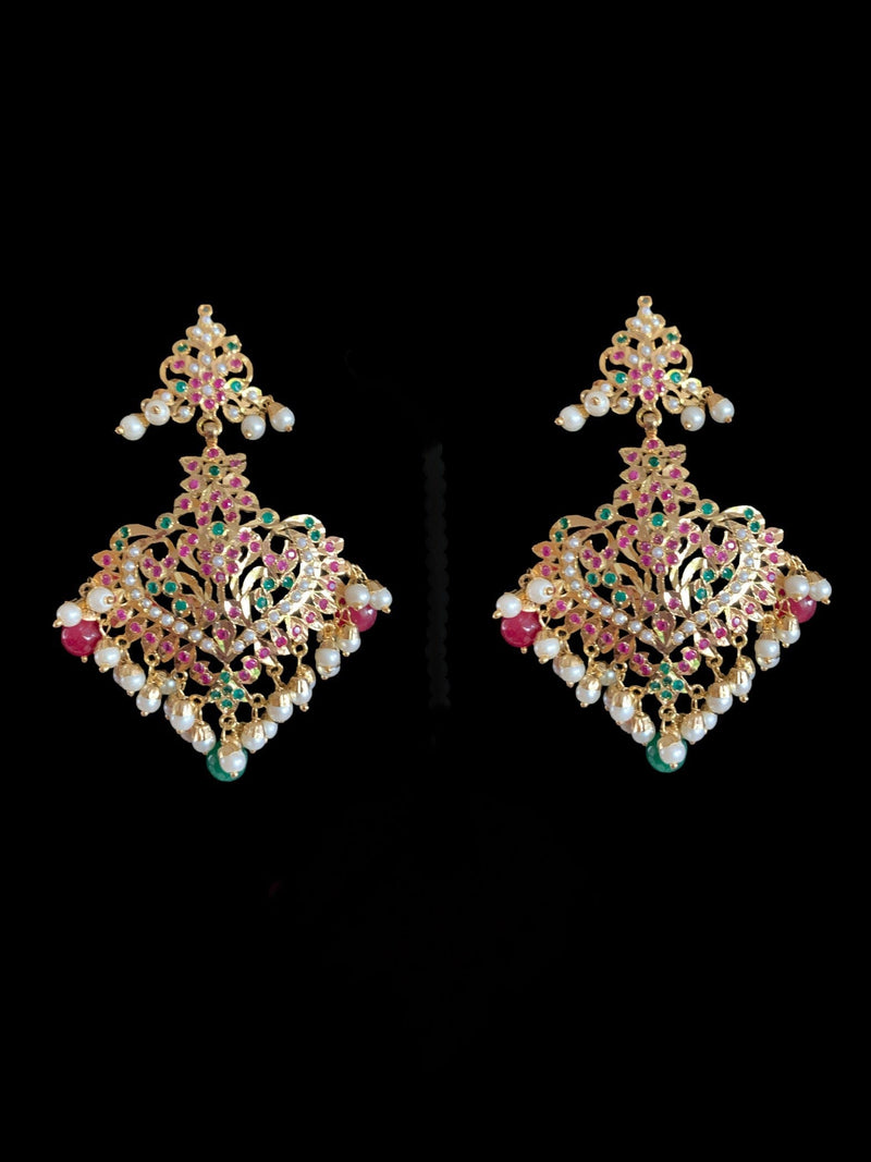 Afreen Ruby emerald earrings tika (SHIPS IN 3 WEEKS  )