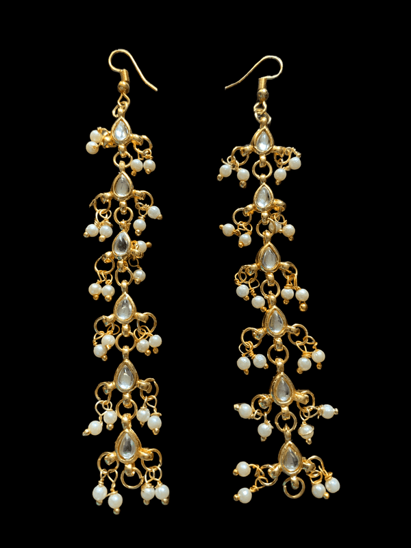 DES3  Kundan   pearl chain ear supports  ( READY TO SHIP )