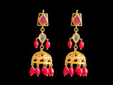 RAKIBA gold plated silver necklace set in ruby with fresh water pearls ( READY TO SHIP )