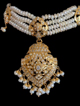 HAZEL gold plated silver choker set in fresh water pearls