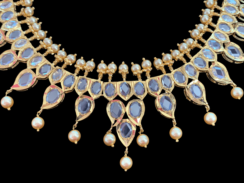 Hyderabadi gold plated polki necklace in gold plated silver ( SHIPS IN 4 WEEKS )