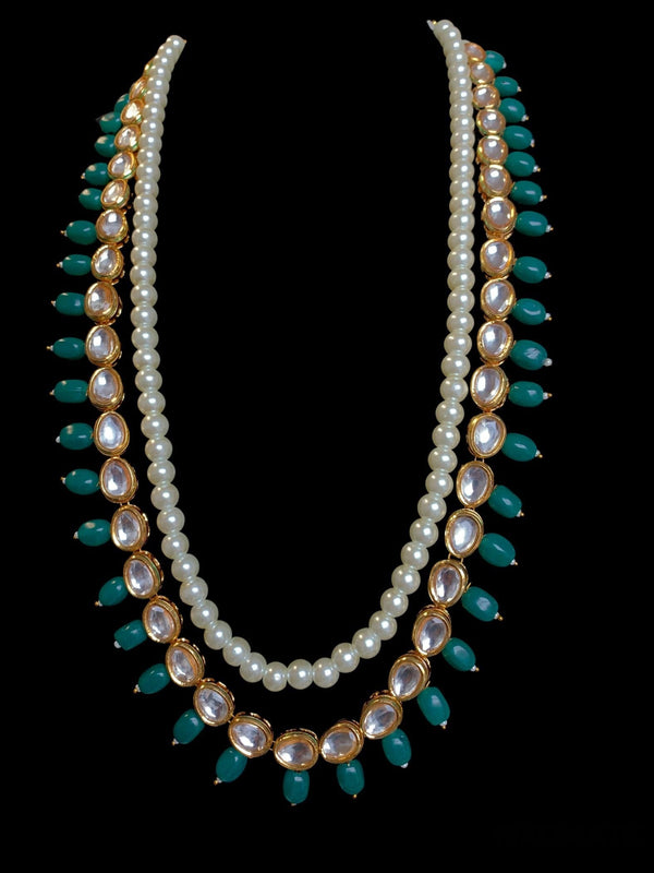 Yukta necklace in green beads  ( SHIPS IN 4 WEEKS )