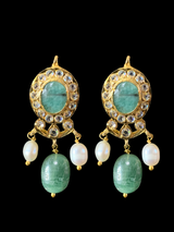 Naurin gold plated silver pendant with earrings in emeralds ( SHIPS IN 4 WEEKS )