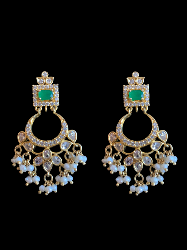 92.5 silver with gold plated Cz earrings with fresh water pearls