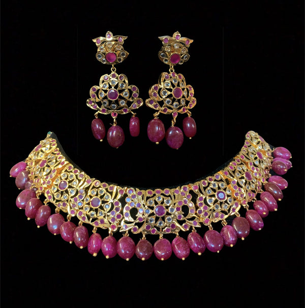 Heena necklace set in rubies ( SHIPS IN 4 WEEKS )