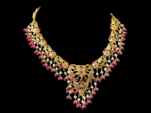 ANABIYA gold plated silver necklace set in ruby zircon ( SHIPS IN 4 WEEKS )