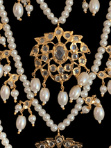 SAT37 Farmana three layer Hyderabadi necklace in pearls  ( READY TO SHIP )