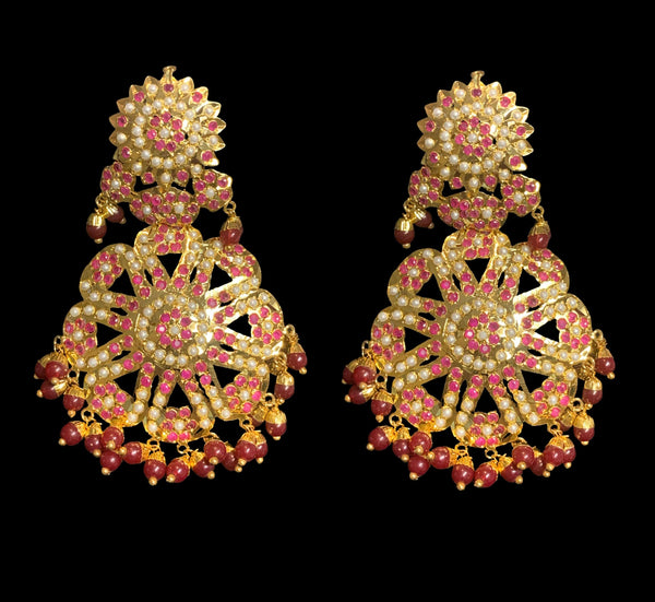 Sohni  earring tika set in red / ruby   (READY TO SHIP)