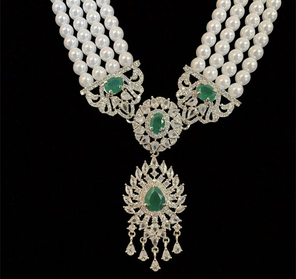 Manahil cz set in emeralds ( SHIPS IN 4 WEEKS  )