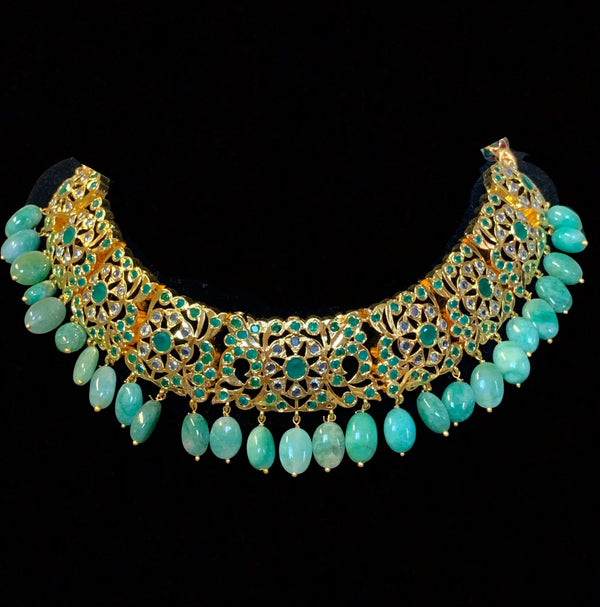 Heena necklace set in emeralds  ( SHIPS IN 3 WEEKS )