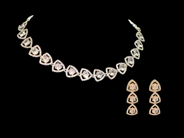 Afza silver plated  necklace set (SHIPS IN 2 WEEKS )   )
