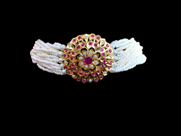 C193 Gold plated choker set in ruby   ( SHIPS IN 5 WEEKS )