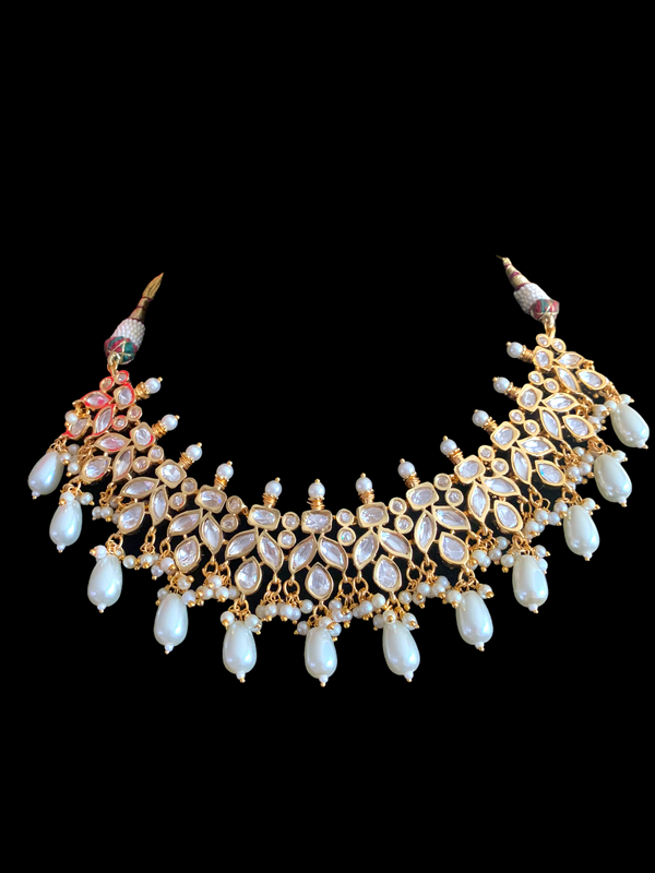 NS353 high quality polki necklace in pearls ( READY TO SHIP)