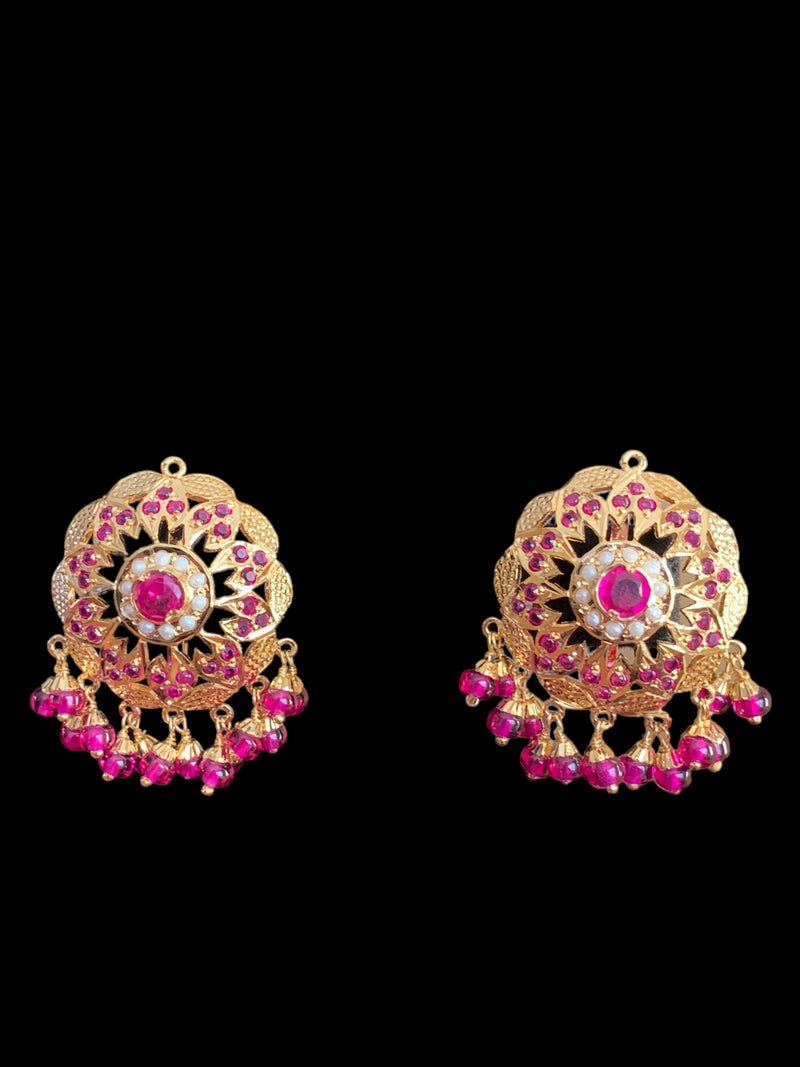 Ruby pearl gold plated silver earrings ( SHIPS IN 4 WEEKS)