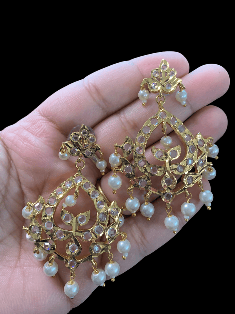 DER307 Dina hyderabadi  Chandbali with pearls ( SHIPS IN 4 WEEKS )