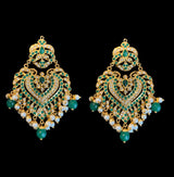 Farwah earrings tika in green / emeralds   ( SHIPS IN 4 WEEKS )