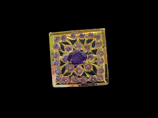 Gold plated square ring-  amethyst (  SHIPS IN 4 WEEKS )