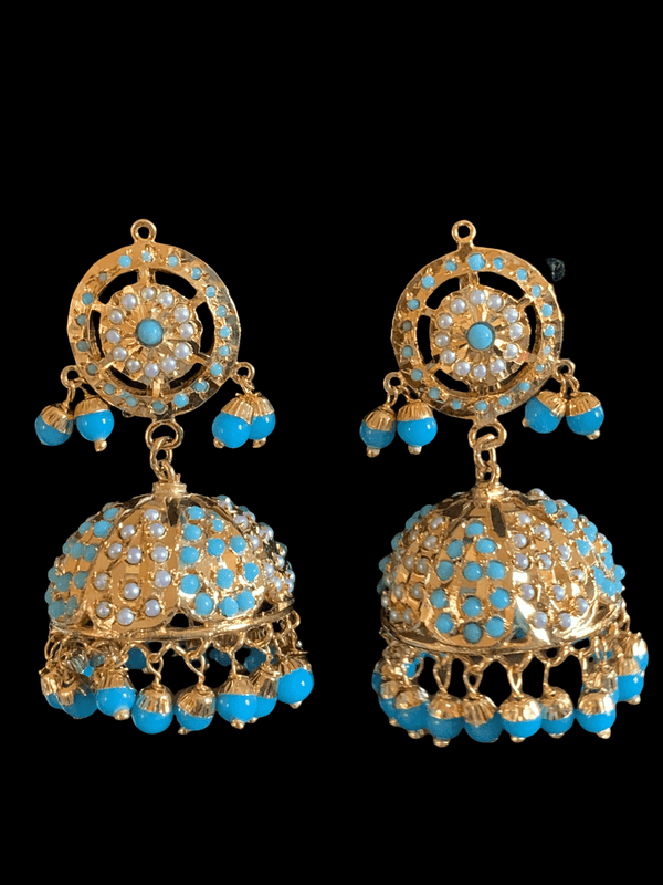 Hira jhumka in turquoise  ( SHIPS IN 3 WEEKS )