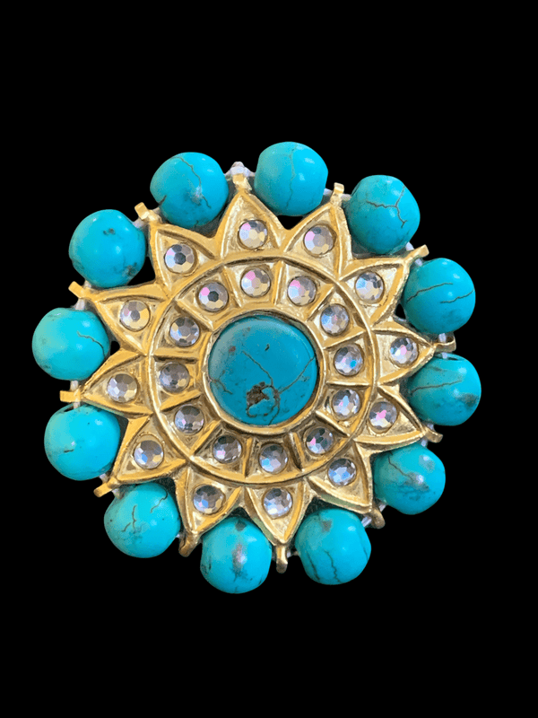 R10 Kundan ring  turquoise  ( SHIPS IN 4 WEEKS )
