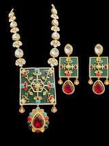 DLN75 kundan necklace set - Navratan ( READY TO SHIP )