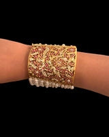 Filza Jadau Bahi / Dasti in Ruby Zircon – Traditional Bracelet ( READY TO SHIP )