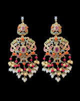 C596 Gold-Plated Navratan Choker Set with Earrings & Tika ( READY TO SHIP )