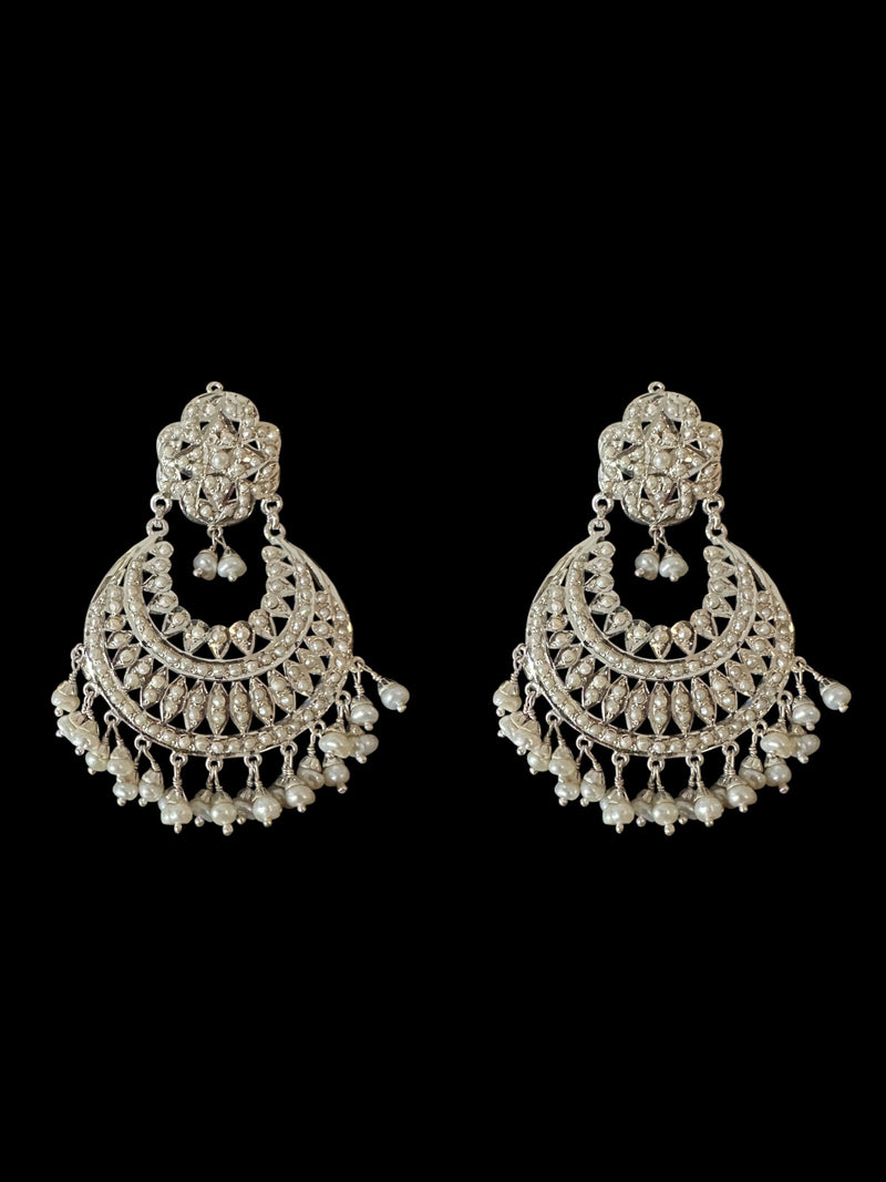 92.5 silver statement earrings in fresh water pearls ( READY TO SHIP)