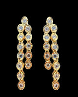 Three-Layer Mala Necklace Set with Earrings – Gold Plated, CZ Polki ( READY TO SHIP )