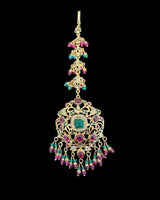 Grand Bridal Tika in Ruby, Emerald & Pearls – Gold Plated on 92.5 Silver ( READY TO SHIP )