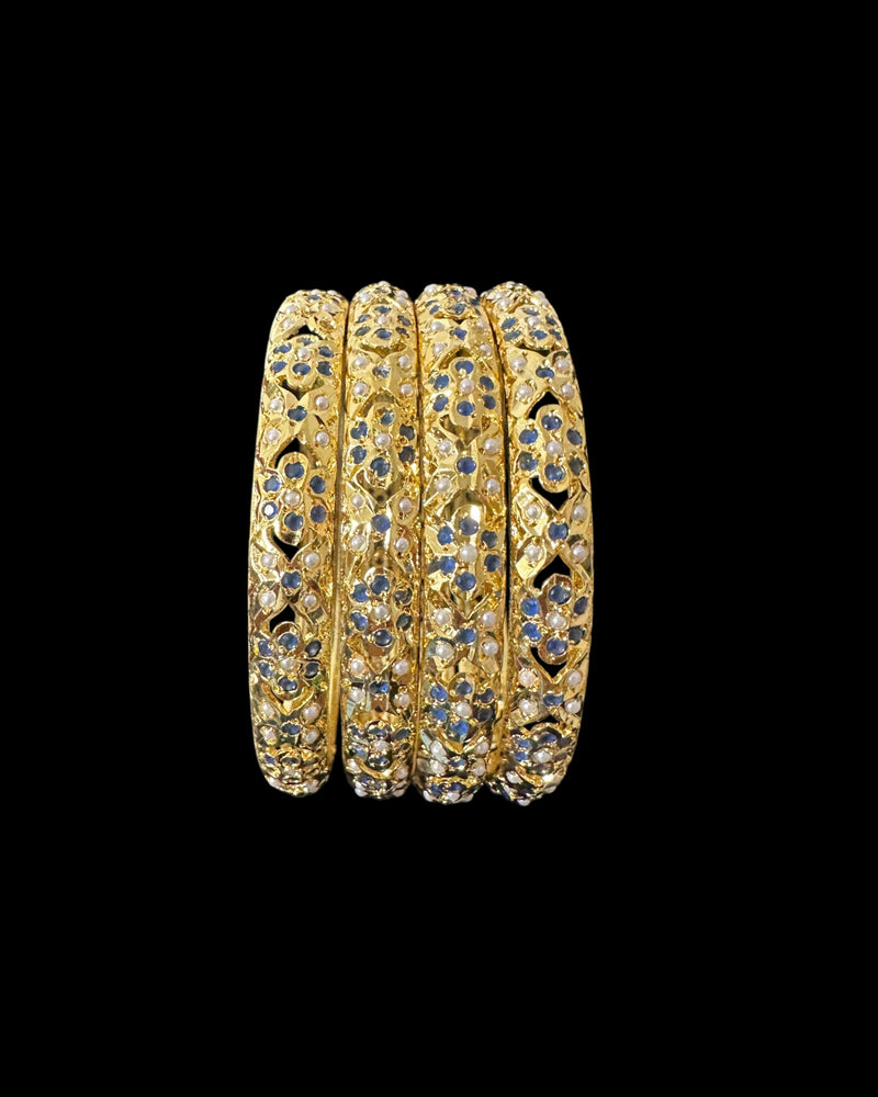 Amira sapphire pearls bangles - set of 4 ( READY TO SHIP )