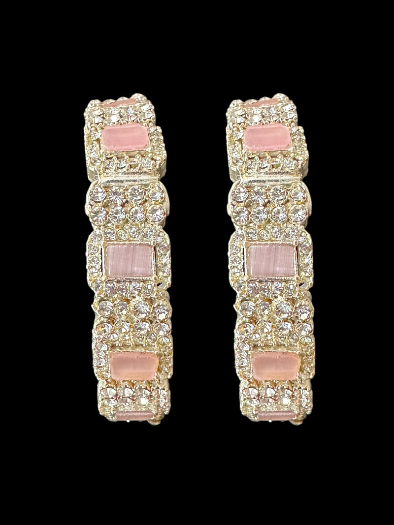 B187 Anisa bangles -pink , silver plated ( READY TO SHIP)