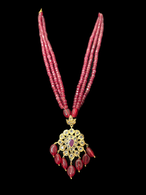 PS239 gold plated pendant set in ruby ( SHIPS IN 4 WEEKS )