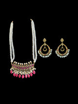 PS508 Tirmani in Rubies with Freshwater Pearls and Chandbali Earrings – Gold-Plated Lightweight Jewelry( READY TO SHIP )