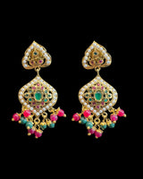 Ruby emerald pearl jadau pendant earrings set ( READY TO SHIP )