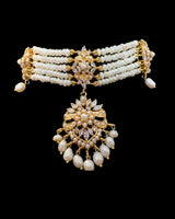 Gold plated choker set in fresh water pearls ( READY TO SHIP )