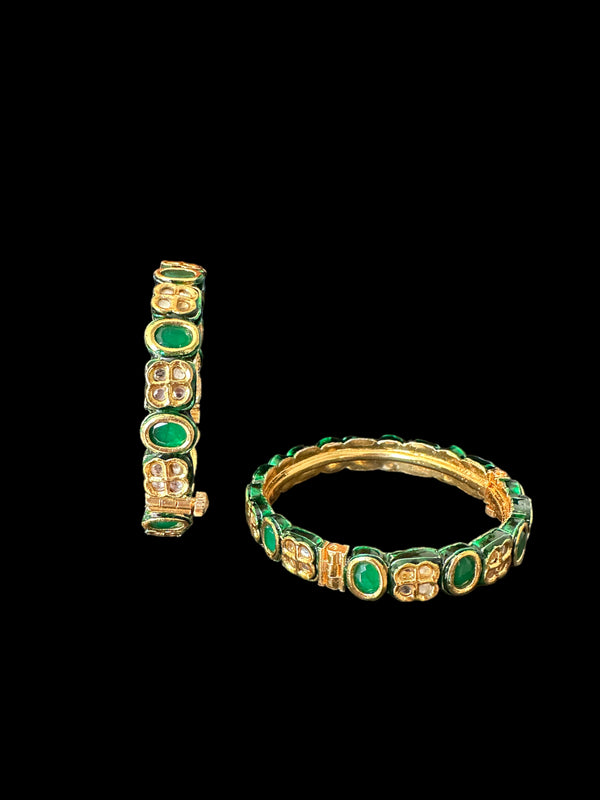 B181 Amelia kundan bangles in green  ( READY TO SHIP )