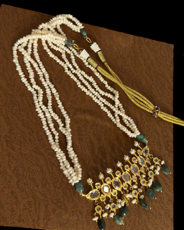 PS543 Hyderabadi tirmani in fresh water pearls and emerald beads ( READY TO SHIP )