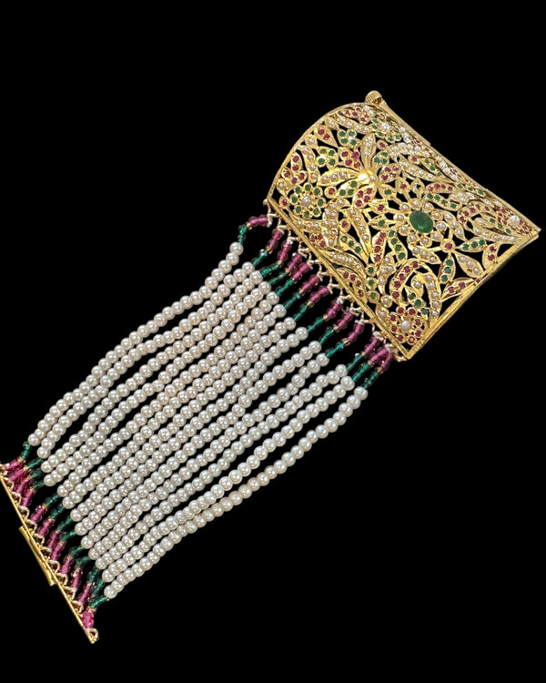 Jadau bahi / bracelet in ruby emerald  ( READY TO SHIP )