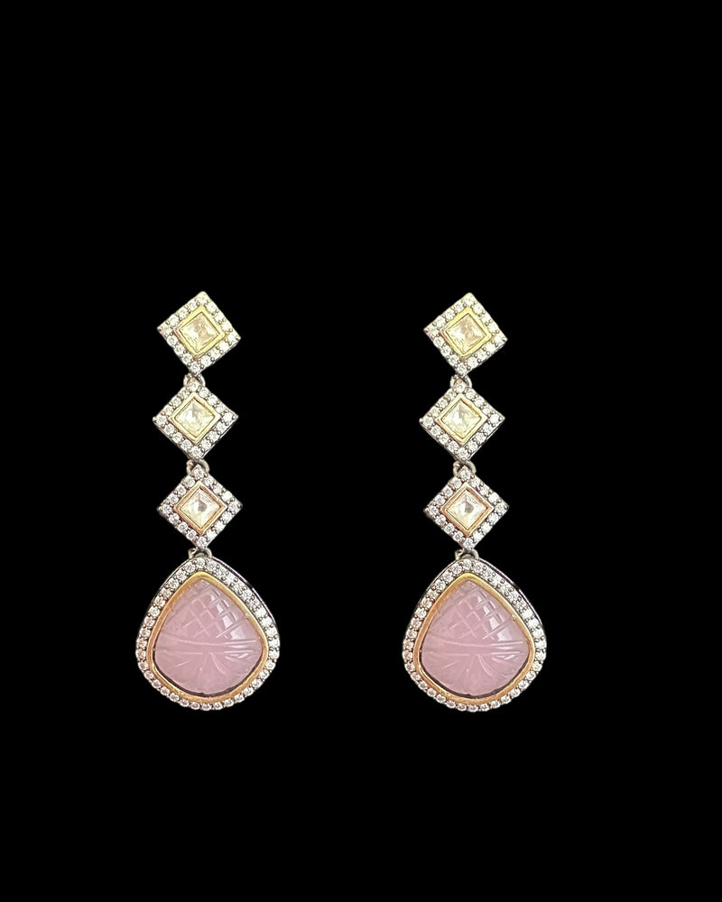 DER765 Victorian style earrings - Pink ( READY TO SHIP )