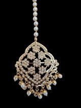 Mehru Jadau chandbali earrings tika in pearls ( READY TO SHIP )