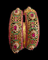B822 multicolor Bangles in Ruby, Emerald & Pearls ( READY TO SHIP )