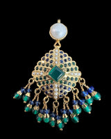Emerald, Sapphire & Pearl Pendant Set – Gold-Plated 92.5 Silver ( READY TO SHIP )