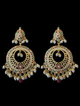 PS522 Jadau pendant and earrings tika set in Navratan (READY TO SHIP )