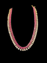 DLN38 Megha long set in cz stones - ruby    (READY TO SHIP)