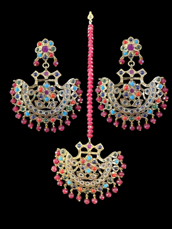 Saha navratan chandbali tika( READY TO SHIP )