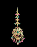 Grand Bridal Tika in Ruby, Emerald & Pearls – Gold Plated on 92.5 Silver ( READY TO SHIP )