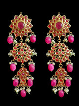 Maya Kundan earrings  -Red / Ruby ( READY TO SHIP )