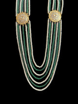 Kundan and pearl mala with green beads ( READY TO SHIP )