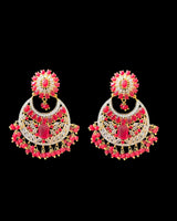 ERS2 Gold-Plated Chandbali Earrings with Zircons & Shell Pearls ( READY TO SHIP )
